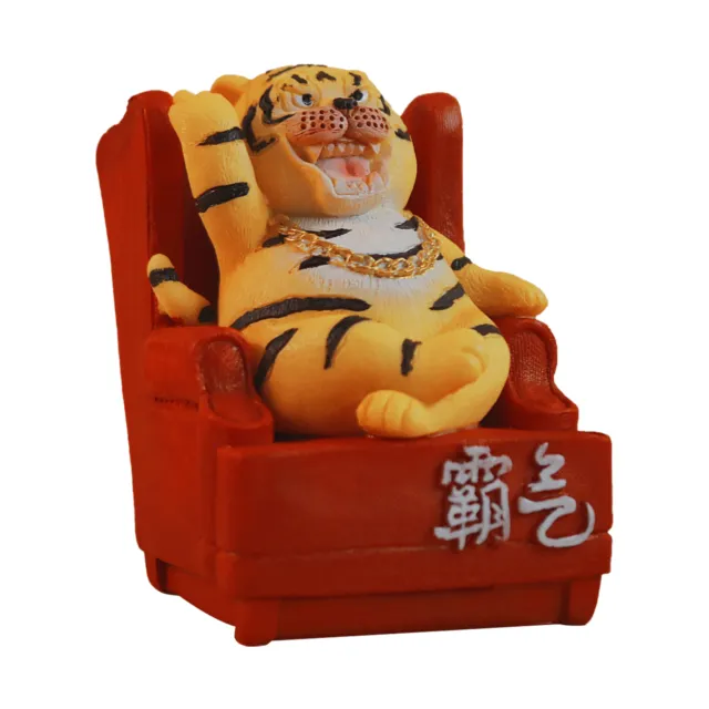 Estatua de tigre pulida innovadora 2022 zodiaco silla taishi estatua de tigre resina