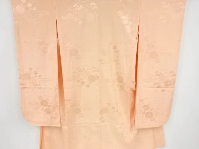 44758# Japanese Kimono / Antique Hitoe Juban For Furisode / Woven Floral Plants