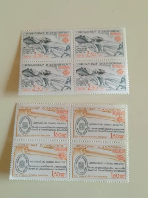 timbres  EUROPA andorre 1982 neuf xx bloc de 4 cote 34  euros 300 et 301