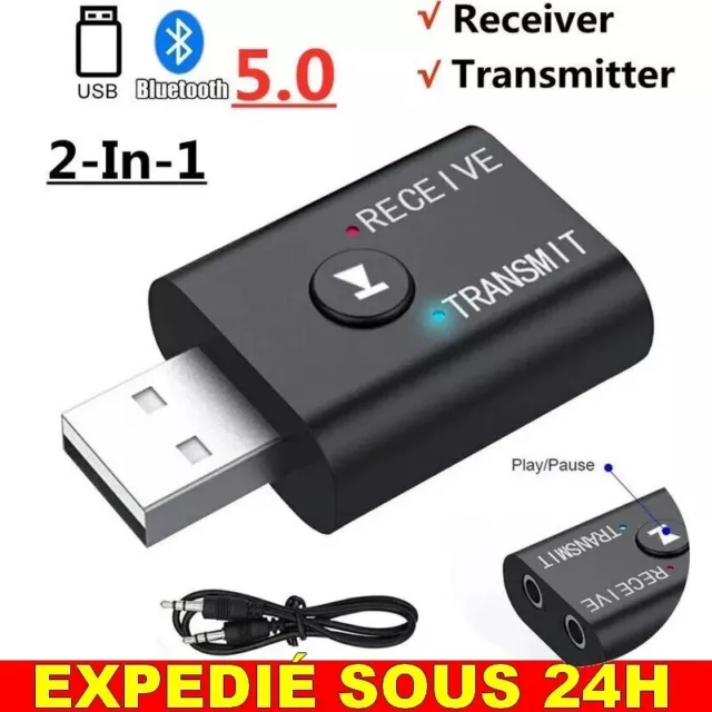 ✅ Transmetteur Récepteur Audio Bluetooth AUX 3.5mm RCA USB Stéréo TV Adaptateur