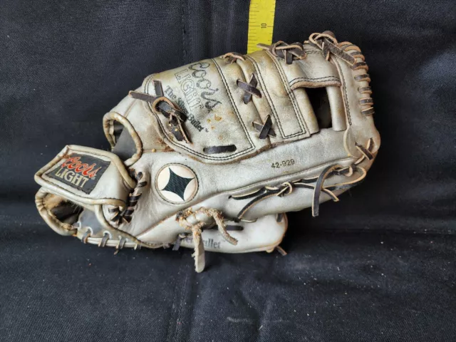 Vintage Coors Light "The Silver Bullet" Softball Baseball Glove Used Stained