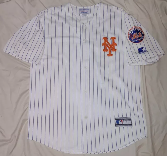 New York Mets Jersey Size L Pinstripe Mens Starter Vintage Rare Gift