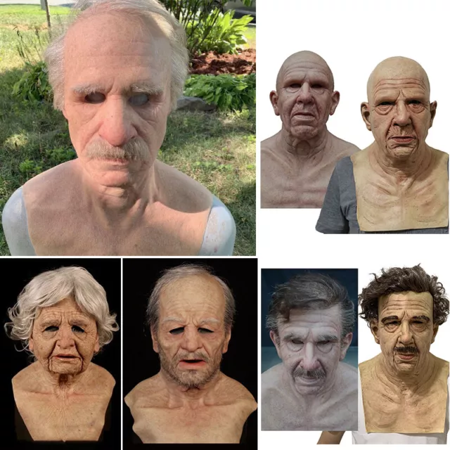LATEX OLD MAN Mask Male Disguise Cosplay Costume Halloween