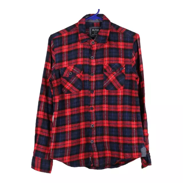 Filter Checked Flannel Shirt - Small Red Cotton Blend