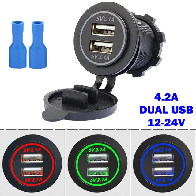 12-24V 2 USB Charger Power Socket Plug Car Boat Outlet 4.2A Adapter Waterproof
