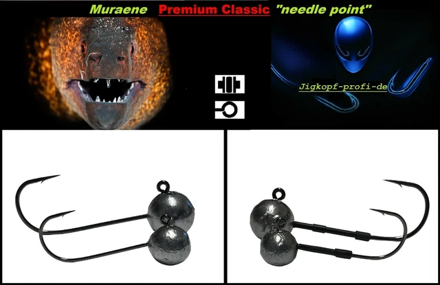 MURAENE PREMIUM CLASSIC NEEDLE POINT Round Jigköpfe Jigkopf Jighaken Bleikopf