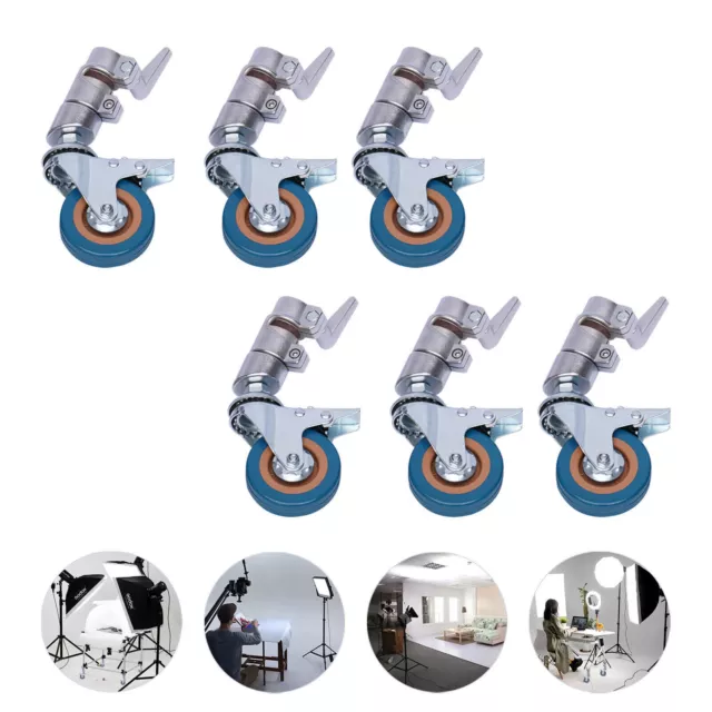 Paquete de 6 ruedas giratorias para fotografía soporte C 75 mm ruedas plateadas EE. UU.