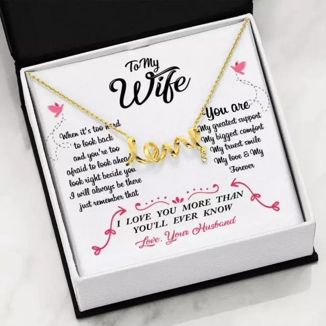 Husband To Wife My Support Comfort Smile Message Card - "Love" Pen. Necklace