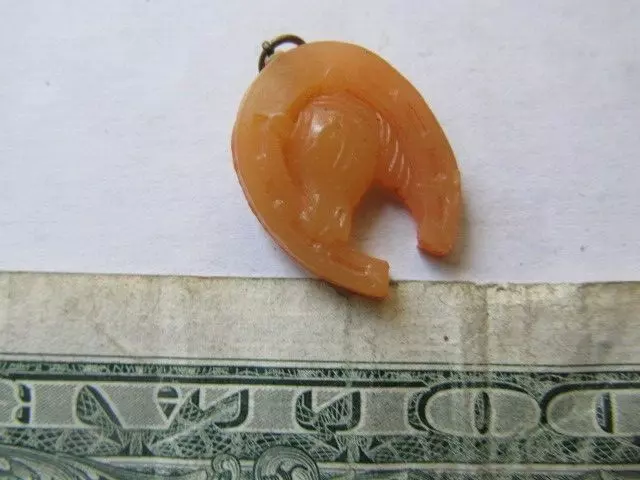 Rare Antique Bakelite TINTED LUCKY HORSE / HORSESHOE Charm, c.1920 - 1930