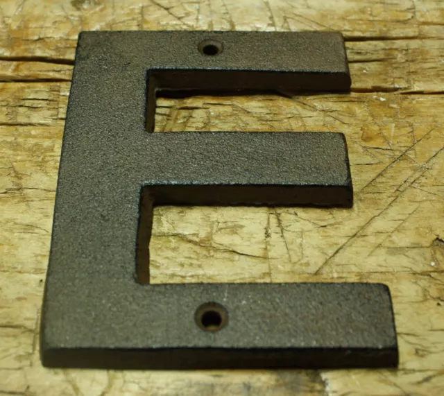 Cast Iron Industrial LETTER E Sign Rustic Brown 5" tall Alphabet