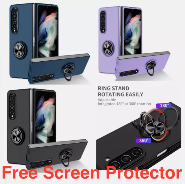 CASE WITH RING STAND HOLD for Samsung Galaxy Z Fold 3 4 5 Shockproof Hard Cover