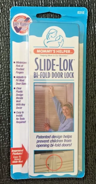 New MOMMY'S HELPER SLIDE-LOC BI-FOLD DOOR LOCK Child Safety Door Lock Item #0310