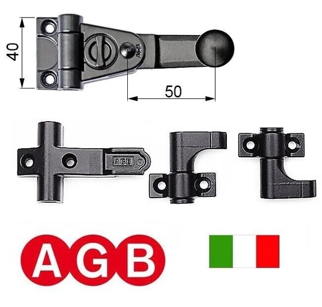 Kit Piastra Di Chiusura Ad Angolo E Perno Spagnoletta Nera AGB H00901 - Foto 6