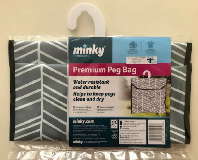 Minky Geometric Design Premium Peg Bag -Clothes/Laundry Washing Line Pegs Holder