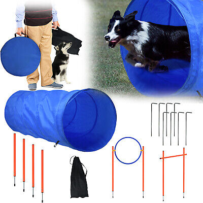 Dog Agility perros Slalom Set Entrenamiento con bolsa Deporte para perros Barras para la puerta Túnel