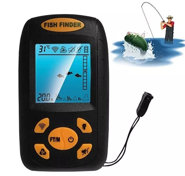 Portatile Ultrasonic Fish Finder LCD Display con Fili Sonar Sensore Trasduttore