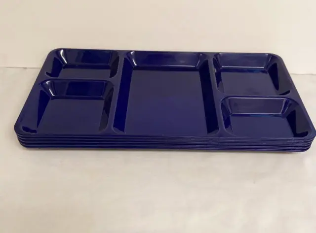 5 Blue Vintage SiLite Inc Cafeteria School Lunch Trays w 5 Divided Sections USA