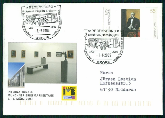 BRD PRIVAT-GA 2002 MÜNCHEN BRIEFMARKENTAGE REGENSBURG PFERDE-KUTSCHE fy57