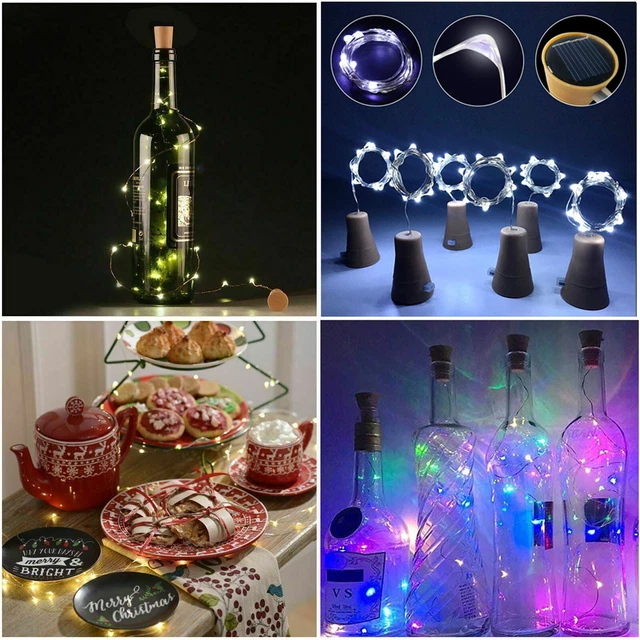 Solar Power 2M LED Copper Cork Wire String Lights Wine Bottle Xmas Decor Lamp RD