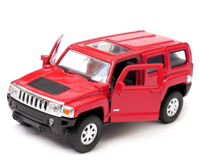Hummer H3 American Off-Road Car Model Metal Diecast Toy Red 1:34 Open Door