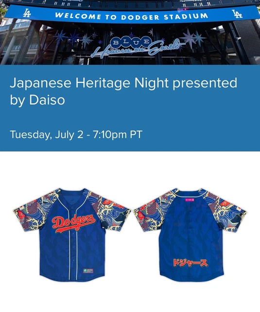 PRESALE JAPANESE HERITAGE Night Jersey SGA Dodgers 2024 ( Size XL