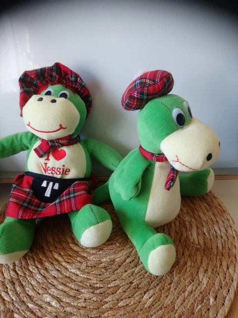Lot 2 peluches doudou Nessie Monstre Loch Ness vert écossais 3