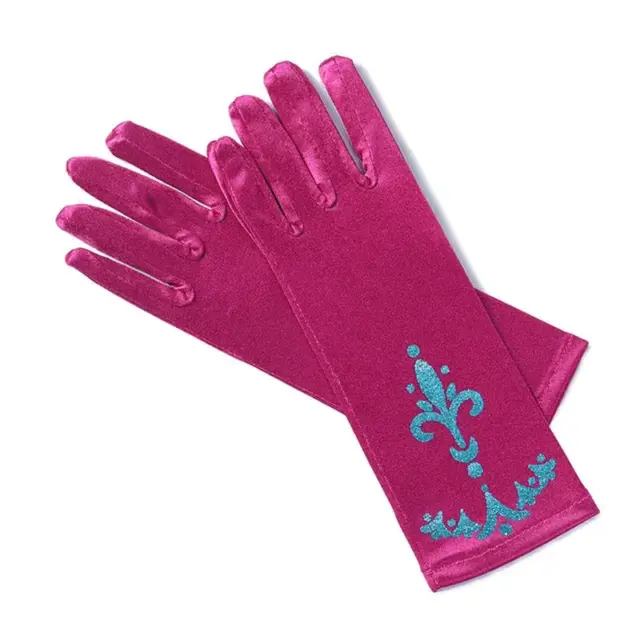 Girl Elsa Coronation Gloves Brocade Long Finger Mitten 24Cm Sequins Printed Clot