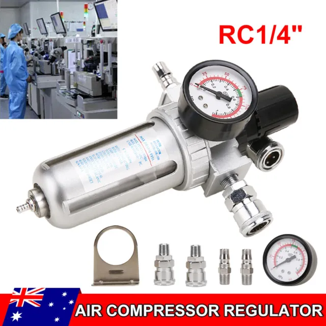 Air Compressor Regulator Filter W/ Separator Water Trap Lubricator Oil Moisture
