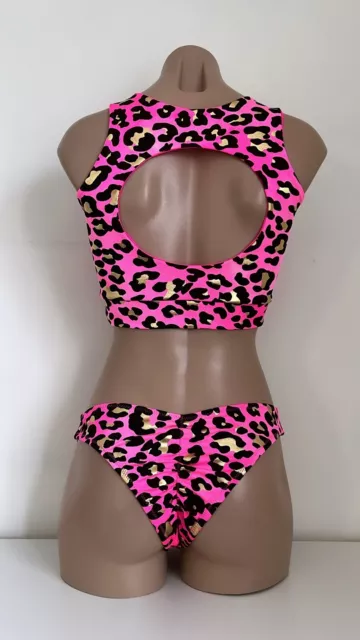 Schminke 🐆 neon UV leopard animal polewear set pole dance crop top & bottoms 2