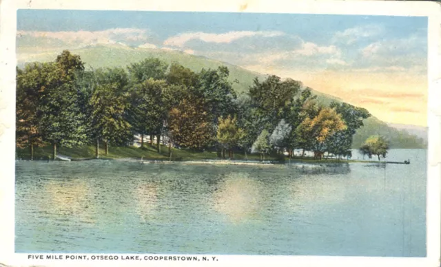 Five Mile Point Otsego Lake Cooperstown New York 1919 Postcard