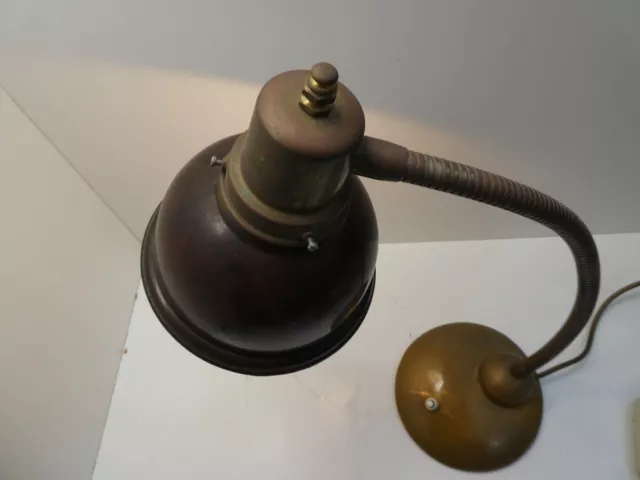 Vintage Deco Bakelite  Shade Brass Flexi Neck Desk Table Study  Lamp 3