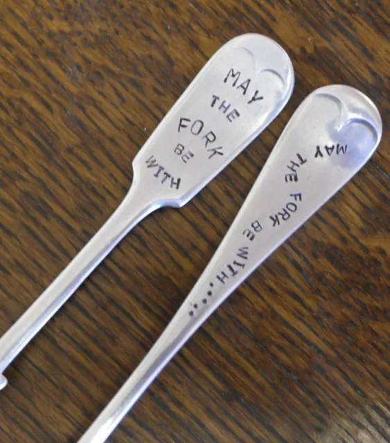 hand stamped cutlery fork  MAY THE FORK BE WITH YOU star wars fork