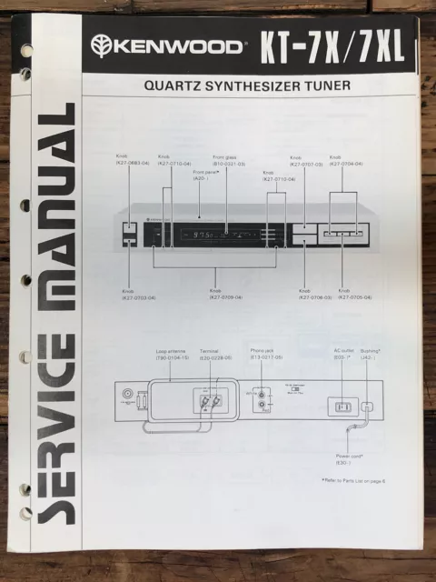 Kenwood KT-7X KT-7XL Tuner  Service Manual *Original*