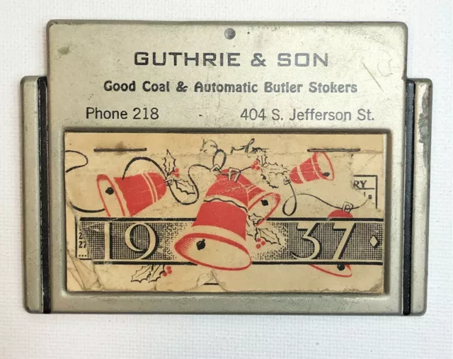 Vintage 12 Month Small Desk Top Calendar Guthrie Son Coal Automatic Butler 1937