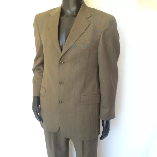 Tommy Hilfiger Mens Virgin Wool Suit Size 40 R Brown Blazer & Dress Pants 33 USA