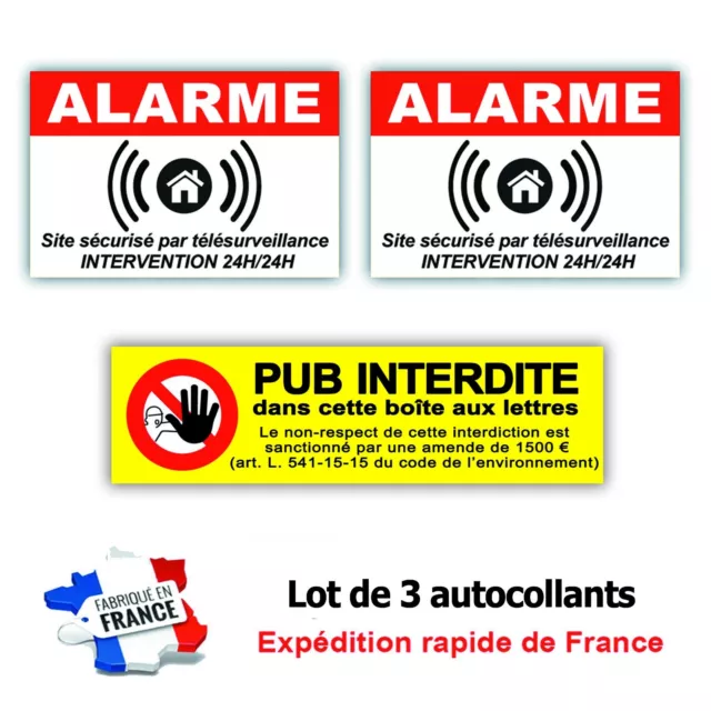 Autocollant stop pub vidéo surveillance alarme maison télé surveillance amende