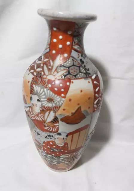 Antique Meiji  period Japan Hand Painted Kutani Satsuma Vase People Scenes H25cm