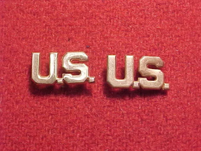 Wwii Army Officers "Us" Lapel Insignia Set ~ Matched Pair  ~ Hollowback Style