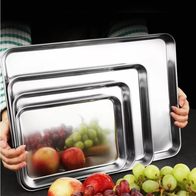 Duty Fruit Plate Stainless Steel Baking Tray Cake Dish Loaf Pan Cookie Sheets