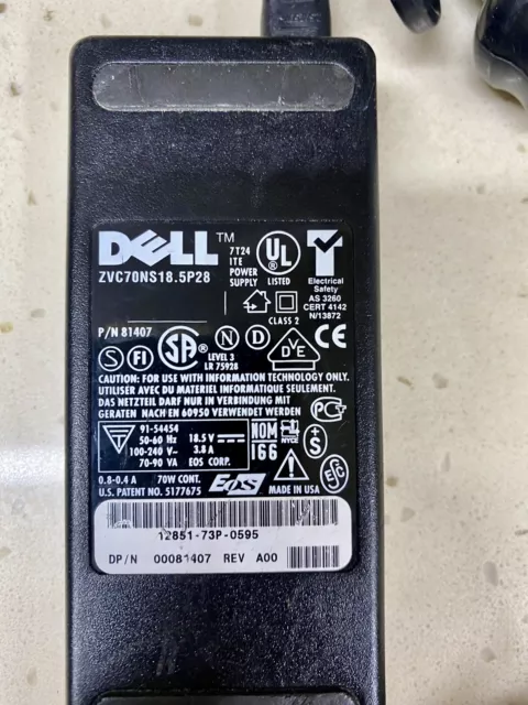 GENUINE DELL 81407 ZVC70NS18.5P28 Model PA-1 AC Adapter 18.5V 3.8A UK #BOX123 2