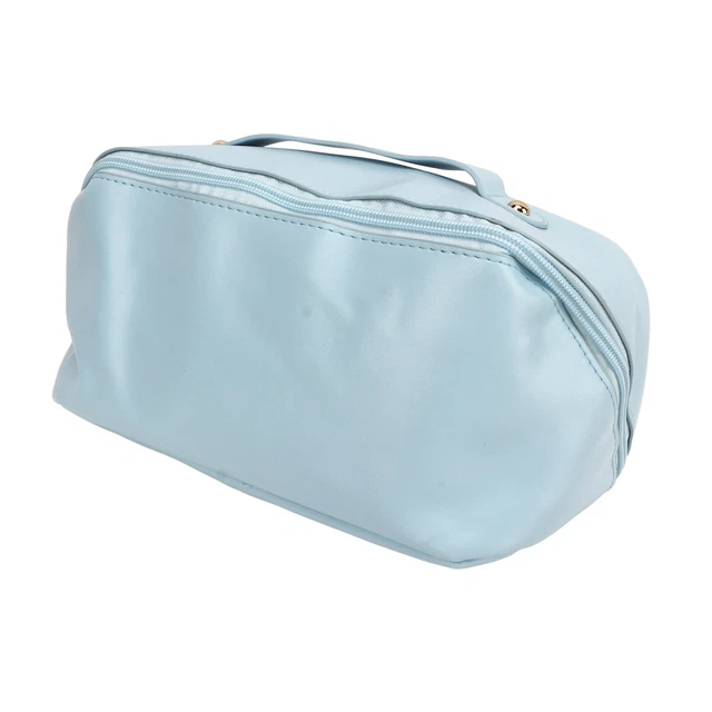 (Blue)Outdoor Makeup Bag PU Leather Easy To Use Wear-Proof Portable Organ Pillow 3