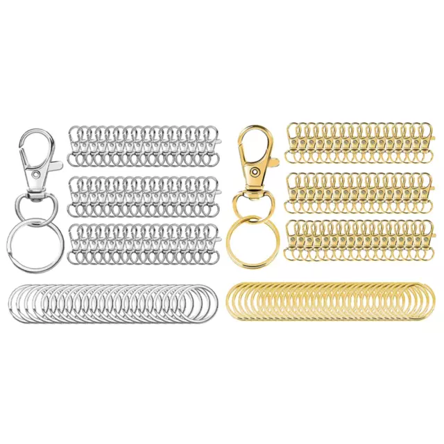 100Set Metal Swivel Snap Hooks with Key Rings for Keychain Clip, Lanyard,9286