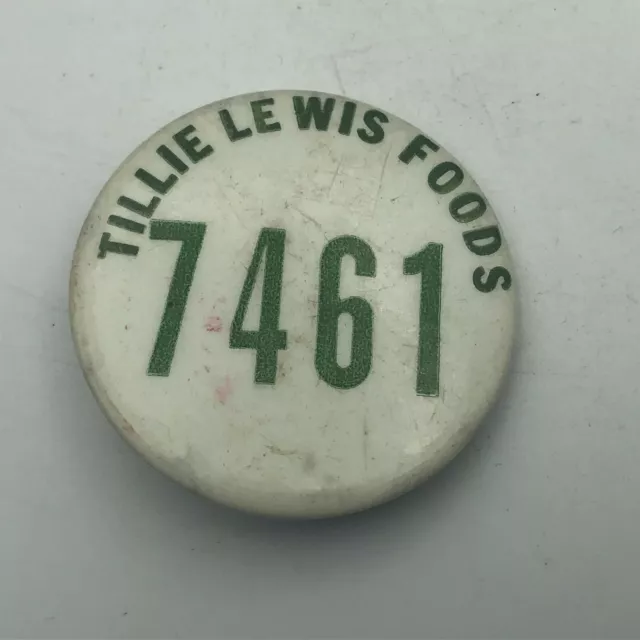 Vintage Tillie Lewis Foods California Employee ID Badge Pin 1-3/4" Rare  S7