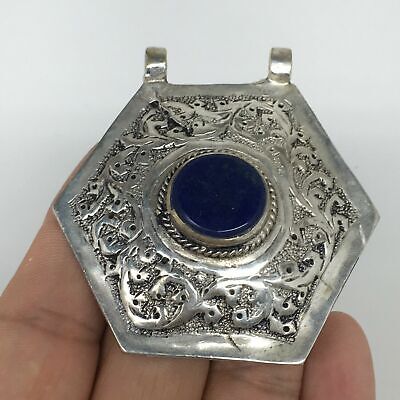 1pc, 2.4"x2.4"x0.5",Turkmen Pendant Lapis Lazuli Hexagon Boho from Afghanistan,