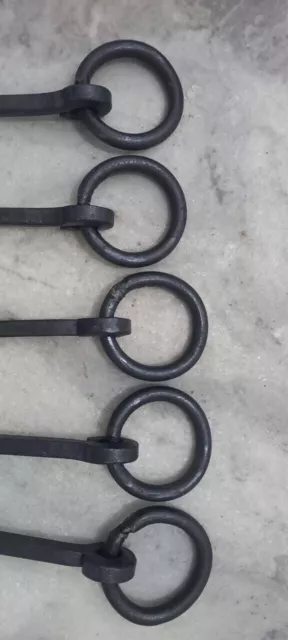 Handmade Wrought Iron Tethering Ring Pin Meat Beam Game Hook 12 " Lot of 5 pcs 3