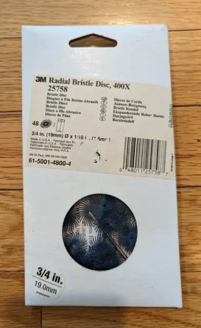 3M 3/4" (19mm) Radial Bristle Disc, 400X, PN25758, 48pk w/ Mandrel