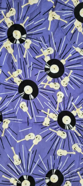 Vtg 70s 80s Beach Boys Guitar LP Purple fabric 3 yds + Music Records Sherry Holt