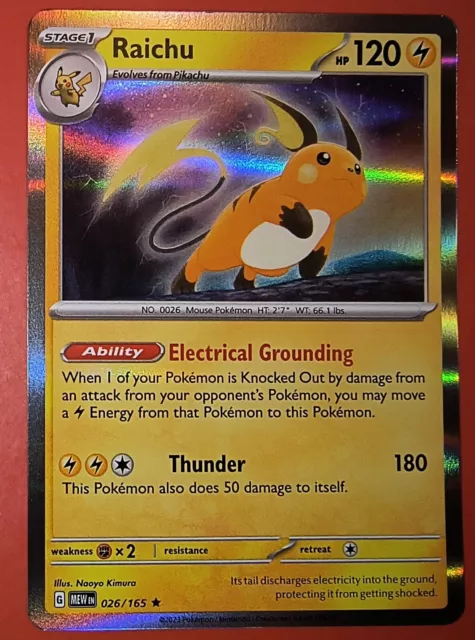 Raichu 026/165 Holo Rare Pokemon 151 Includes Pikachu M/NM