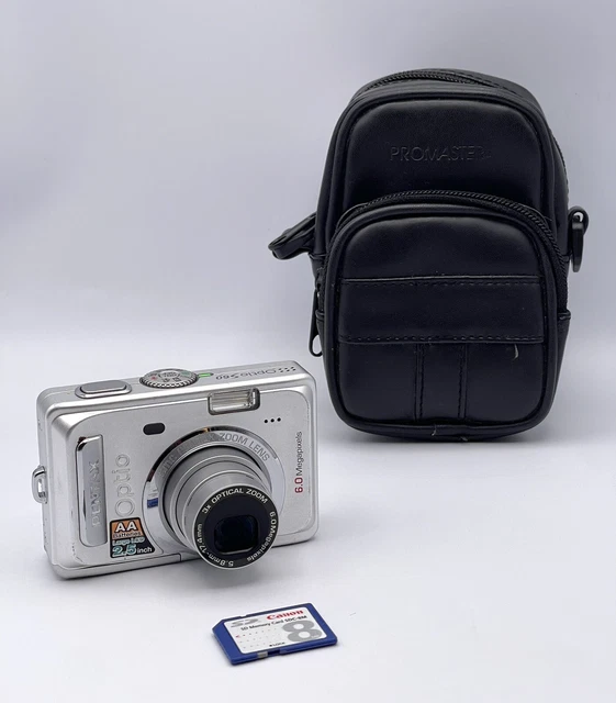 Pentax Optio S60 6MP Digital Camera, 3x Optical Zoom Silver Tested Working