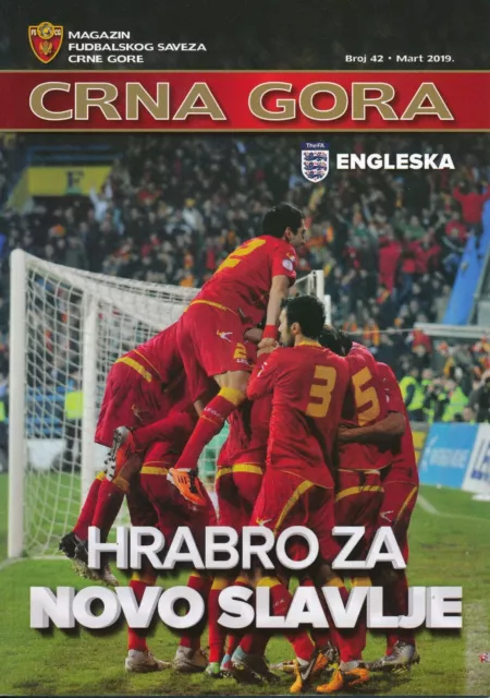 Montenegro v England (Euro Qualifier in Podgorica) 2019 official match programme